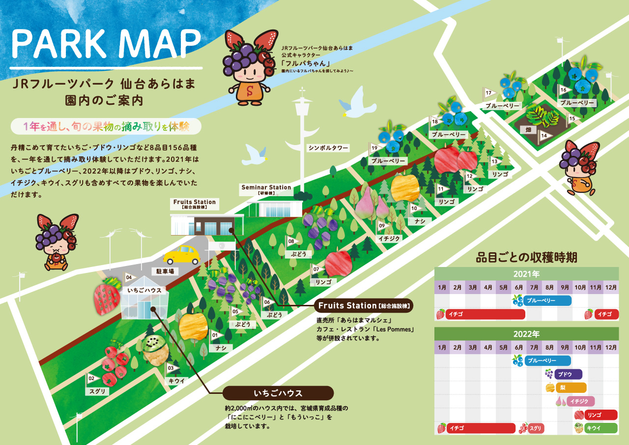 JRフルーツパーク仙台あらはまのマップ